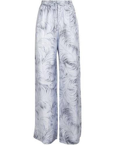 Stella McCartney Silk Feather Print Trousers - Grey