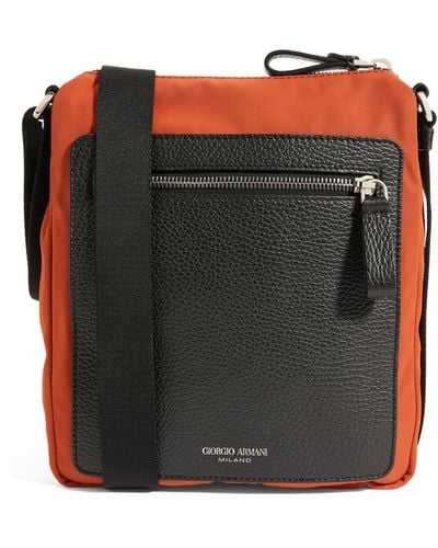Giorgio Armani Nylon And Leather Crossbody Bag - Black