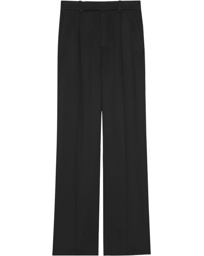 Saint Laurent Satin Flared Tailored Pants - Black