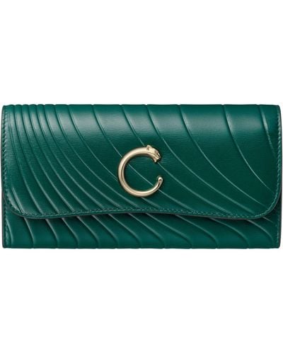 Cartier Leather Quilted Panthère De Wallet - Green