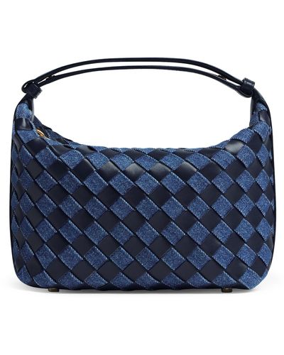 Bottega Veneta Mini Leather-denim Wallace Top-handle Bag - Blue