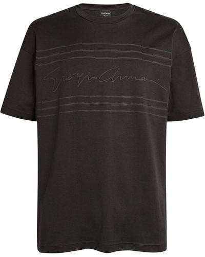 Giorgio Armani Signature Print T-shirt - Black