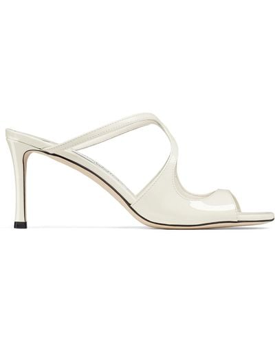 Jimmy Choo Anise 75 Patent Leather Sandals - White