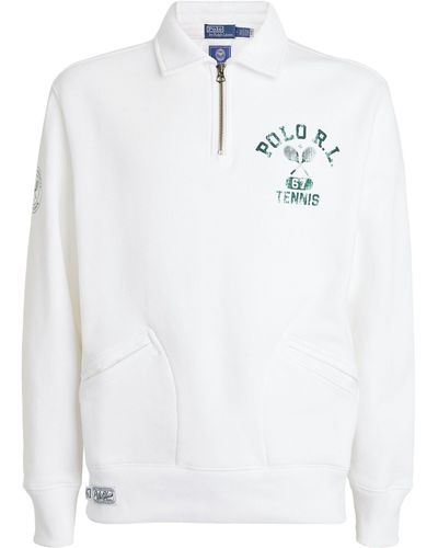 RLX Ralph Lauren X Wimbledon-logo Collar Fleece - White