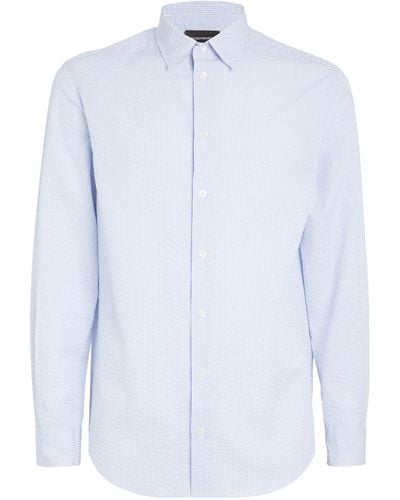 Emporio Armani Textured Striped Shirt - Blue