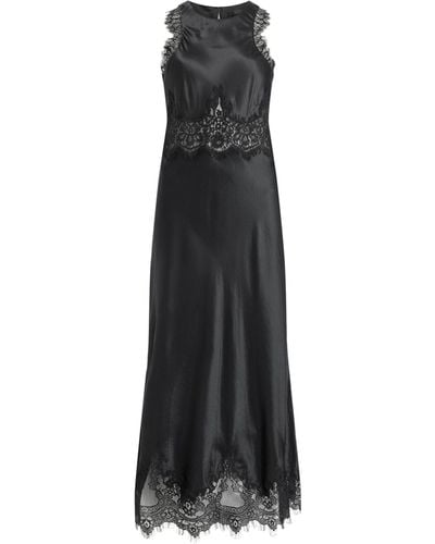 AllSaints Alula Lace-trimmed Satin Midi Dress - Black