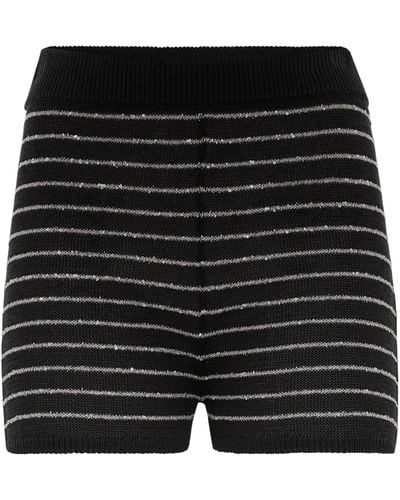 Brunello Cucinelli Cotton-knit Striped Shorts - Black