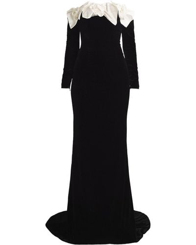 Alessandra Rich Velvet Bow-detail Gown - Black