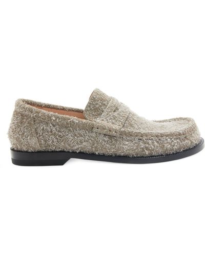 Loewe Brushed Suede Campo Loafers - Grey