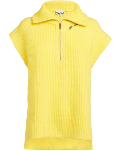 Ganni Oversized Sweater Vest - Yellow