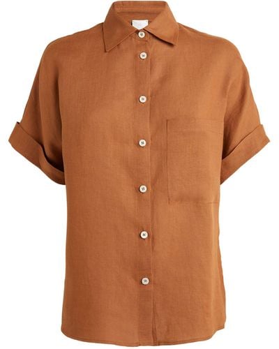 Eleventy Linen Short-sleeve Shirt - Brown