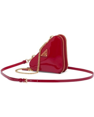 Prada Mini Patent Leather Cross-body Bag - Red