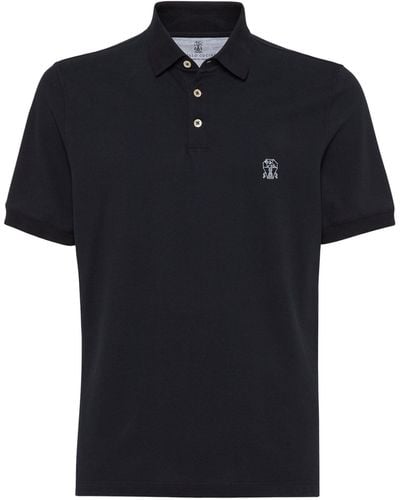 Brunello Cucinelli Cotton Piqué Logo Polo Shirt - Black