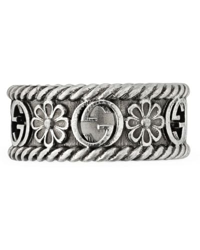 Gucci Sterling Silver Interlocking G Ring - Gray