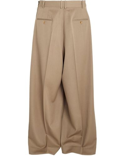 Hed Mayner Wool Wide-leg Trousers - Natural