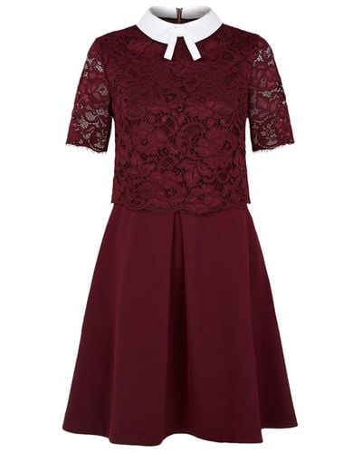 Ted Baker Dixxy Lace Bodice Double Layer Dress - Red