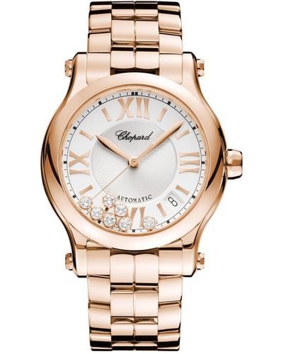 Chopard Rose Gold And Diamond Happy Sport Automatic Watch 36mm - Metallic