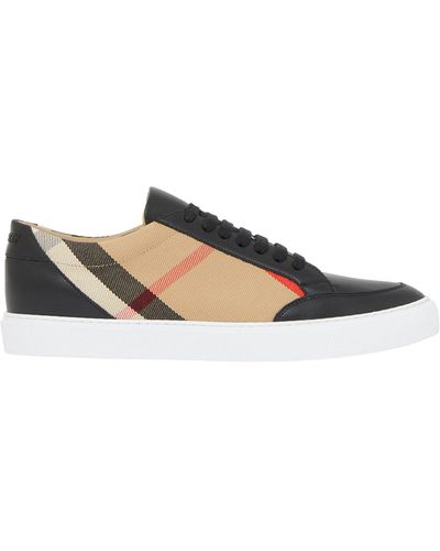 Burberry house check and leather sneakers new arrivals