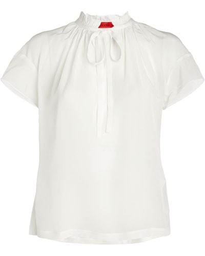 MAX&Co. Silk Tie-neck Blouse - White