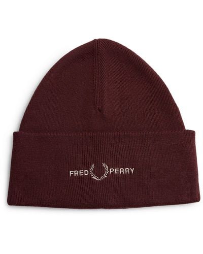 Fred Perry Logo Knit Beanie - Red