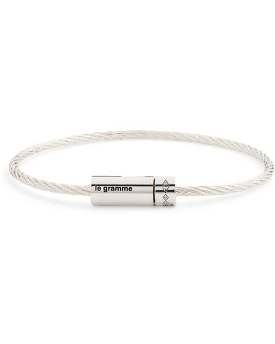 Le Gramme Sterling Silver Cable Bangle - White