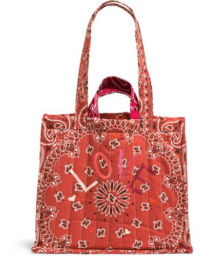 Call it By Your Name Medium Quilted Love Tote Bag - Red