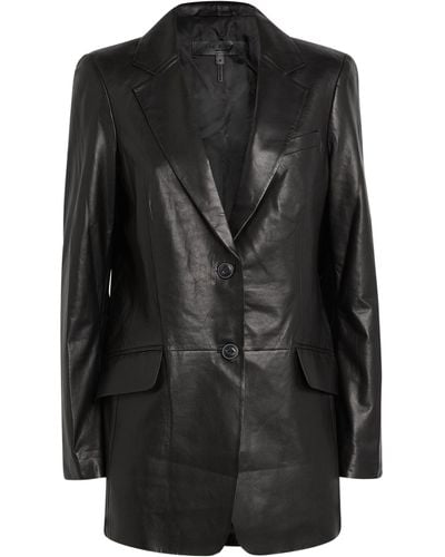 GOOD AMERICAN Faux-leather Oversized Blazer - Black