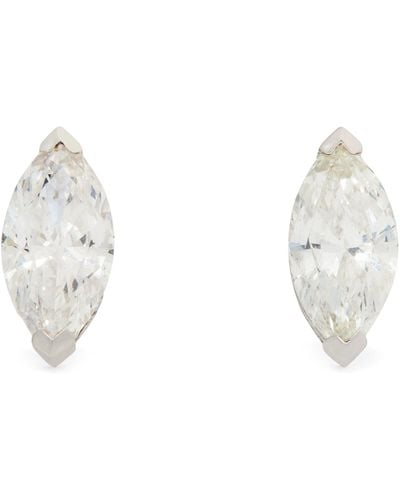 SHAY White Gold And Diamond Marquise Halo Stud Earrings