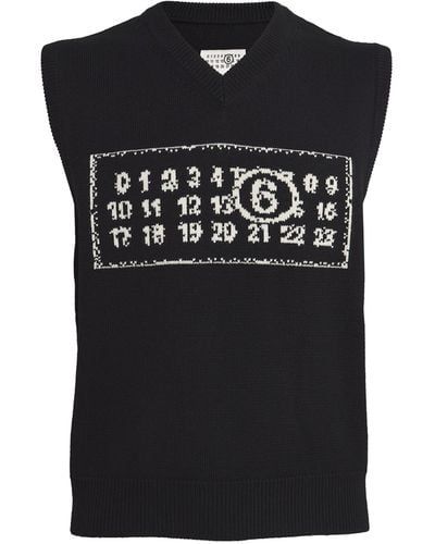 MM6 by Maison Martin Margiela Wool-blend Numeric Knitted Vest - Black