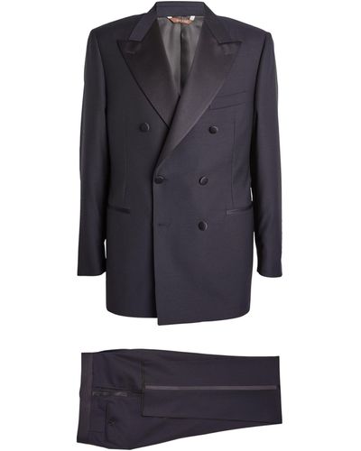 Canali Wool Double-breasted Tuxedo - Blue