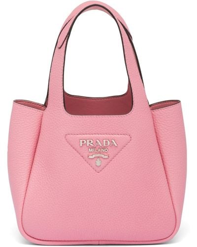 Prada Mini Leather Bucket Bag - Pink