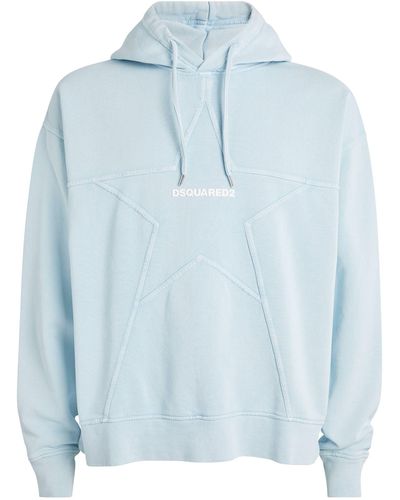 DSquared² Distressed Star Hoodie - Blue