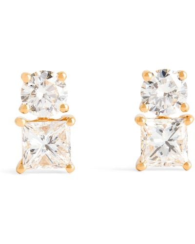 Anita Ko Yellow Gold And Diamond Two Dot Earrings - Metallic