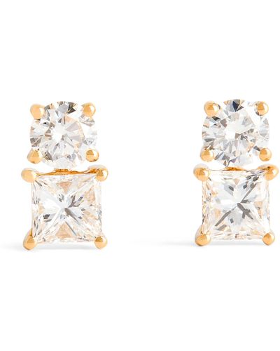 Anita Ko Yellow Gold And Diamond Two Dot Earrings - Metallic