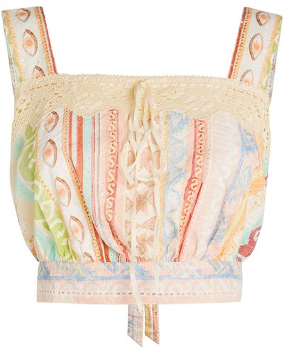 Hayley Menzies Broderie Anglaise Crop Top - Pink