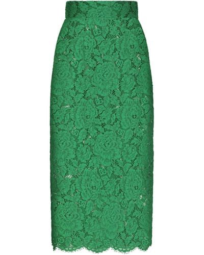 Dolce & Gabbana Lace-effect Pencil Skirt - Green