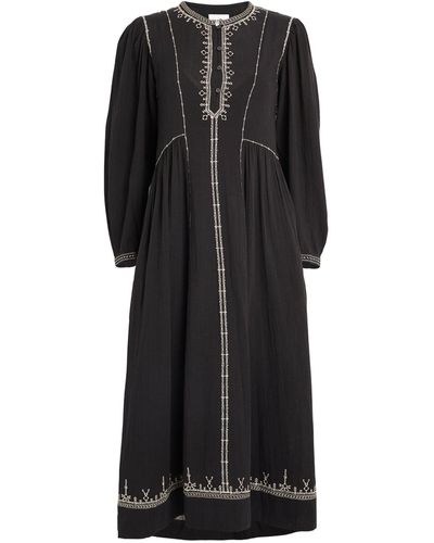 Isabel Marant Embroidered Pippa Midi Dress - Black