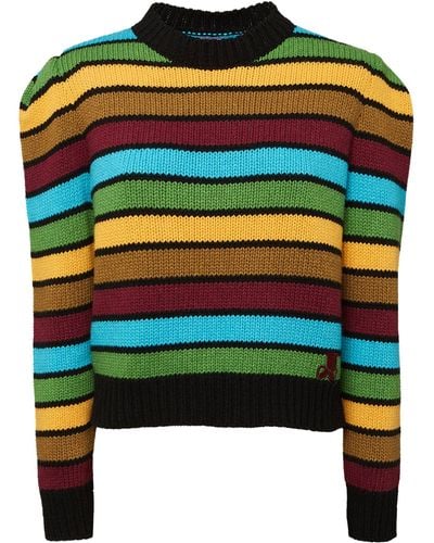 La DoubleJ Merino Wool-blend Striped Jumper - Green