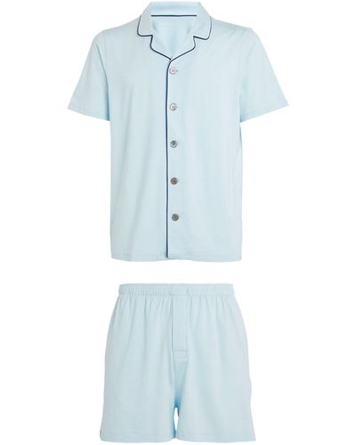 Derek Rose Micro Modal Short Pajama Set - Blue