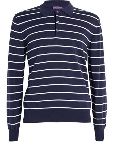 Ralph Lauren Purple Label Cotton Striped Long-sleeve Polo Shirt - Blue