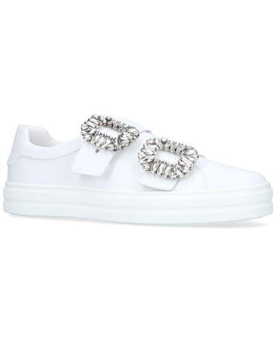 Roger Vivier Sneaky Viv Double Strass Buckle Sneakers - White