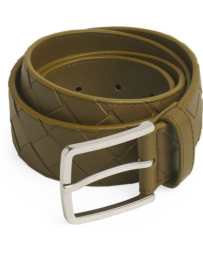 Bottega Veneta Leather Intrecciato Belt - Green