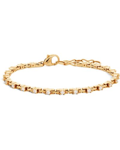Azlee Yellow Gold And Diamond Pirouette Bracelet - Natural