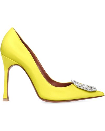 AMINA MUADDI Satin Camelia Court Shoes 105 - Yellow