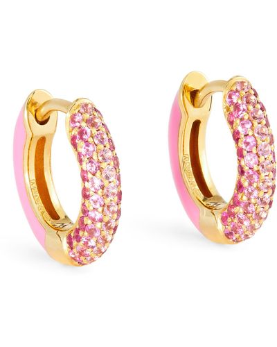 Emily P. Wheeler Yellow Gold, Sapphire And Ruby Ombre Hoop Earrings - White