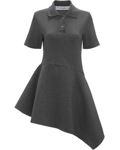 JW Anderson Asymmetric Polo Shirt Mini Dress - Black