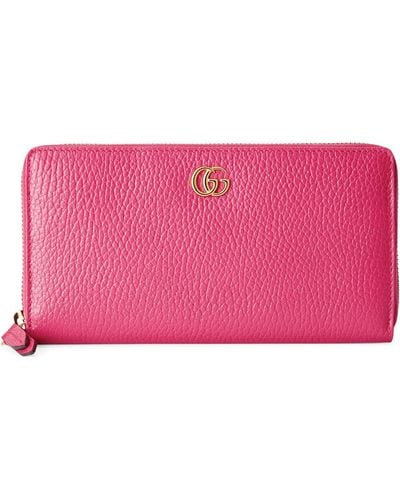 Gucci Leather Gg Marmont Wallet - Pink
