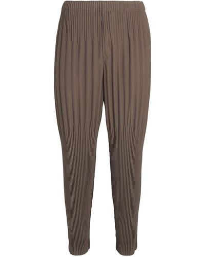Homme Plissé Issey Miyake Pleated Tapered Trousers - Brown