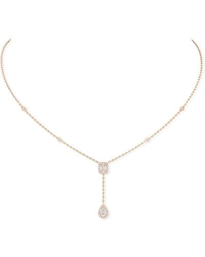 Messika Rose Gold And Diamond My Twin Pendant Necklace - Natural