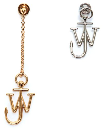 JW Anderson Gold, Platinum And Ruthenium Plate Anchor Earrings - White